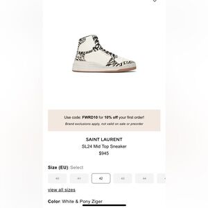 Saint Laurent White and Black Zebra Calf Hair High Tops